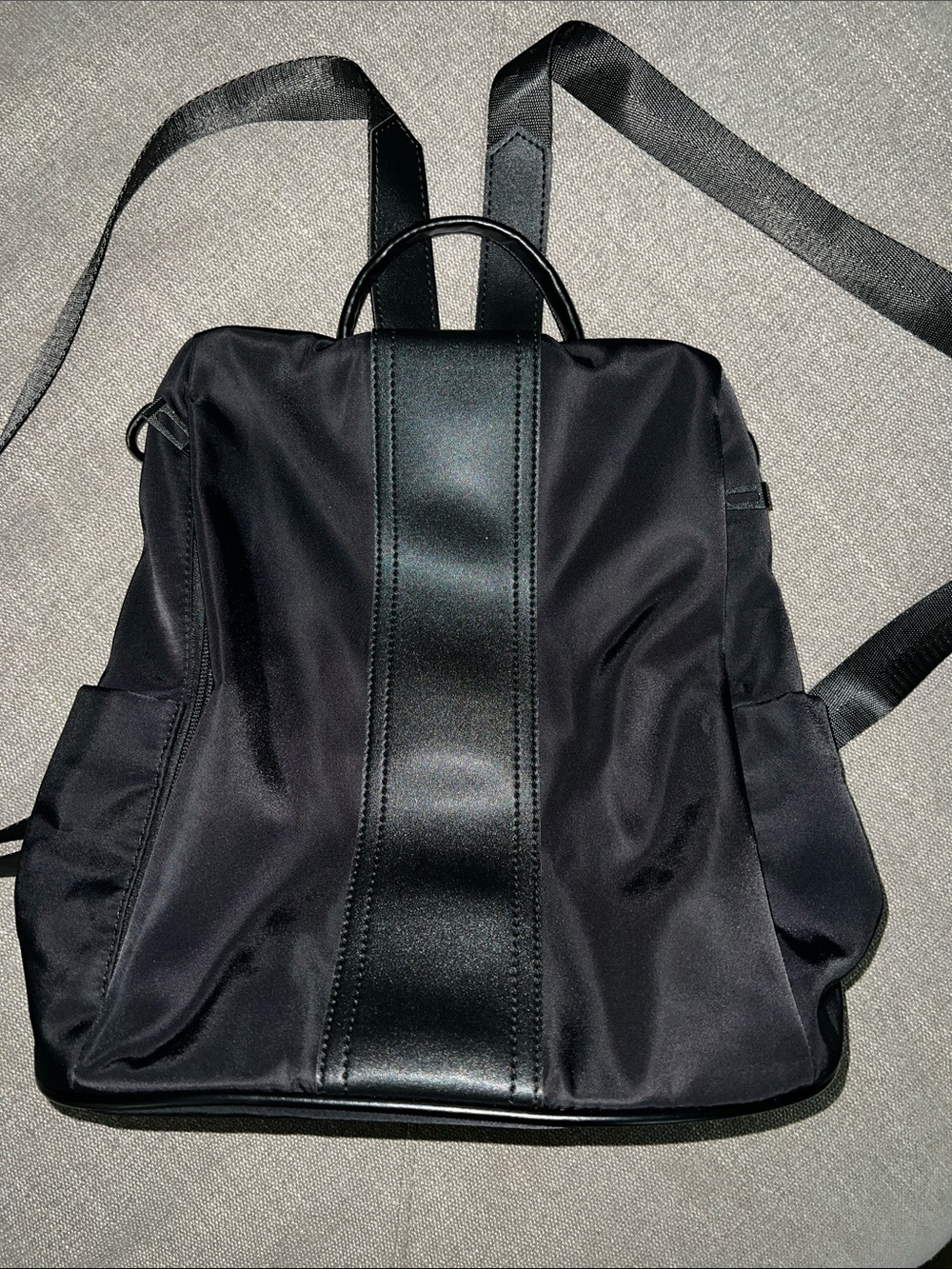 PINCNEL Black Nylon Travel Backpack with Leather Trim